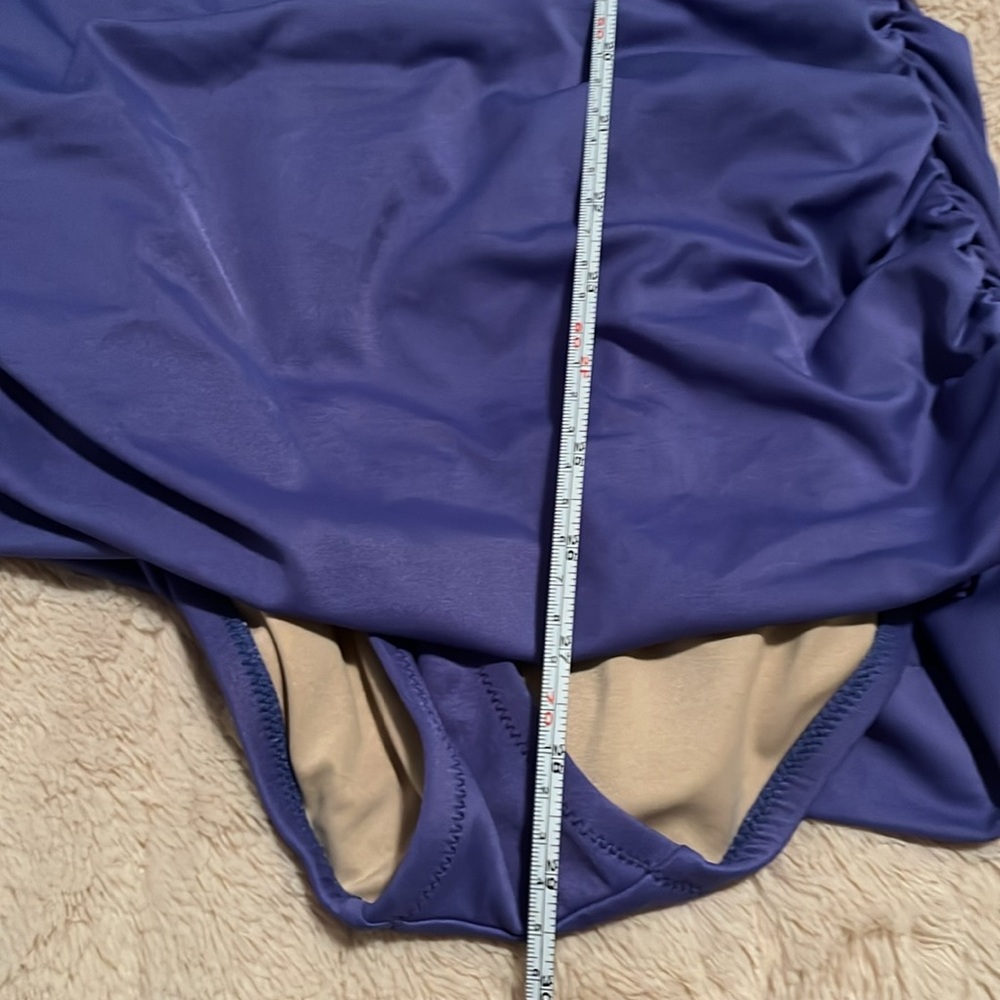 Women’s J Crew One Shoulder Ruched Skirted Swimsuit Purple Size 8 - Picture 7 of 8